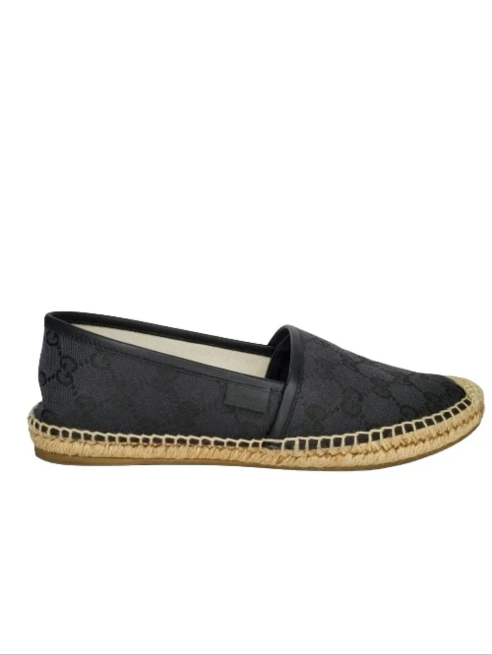Gucci Black GG Canvas Espadrille Slip-On Flats